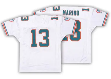 Men's Mitchell and Ness Miami Dolphins Dan Marino 75TH Anniversary Throwback Jersey - White Authentic