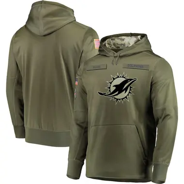 Men's Nike Miami Dolphins 2018 Salute to Service Sideline Therma Performance Pullover Hoodie - Olive
