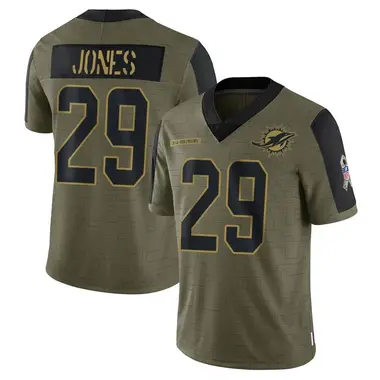 Men's Nike Miami Dolphins Brandon Jones 2021 Salute To Service Jersey - Olive Limited