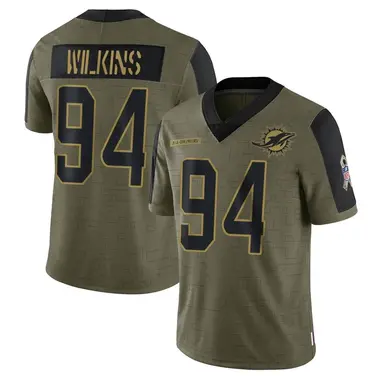 Men's Nike Miami Dolphins Christian Wilkins 2021 Salute To Service Jersey - Olive Limited
