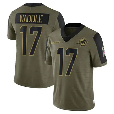 Men's Nike Miami Dolphins Jaylen Waddle 2021 Salute To Service Jersey - Olive Limited