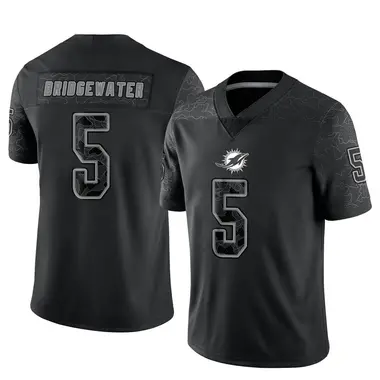 Men's Nike Miami Dolphins Teddy Bridgewater Reflective Jersey - Black Limited