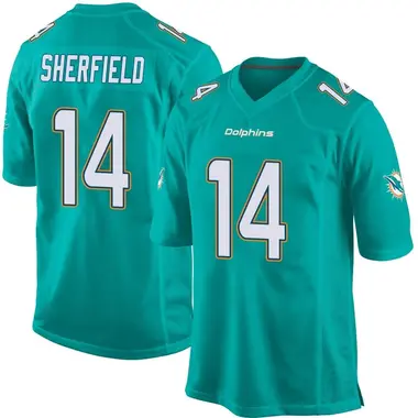 Men's Nike Miami Dolphins Trent Sherfield Team Color Jersey - Aqua Game
