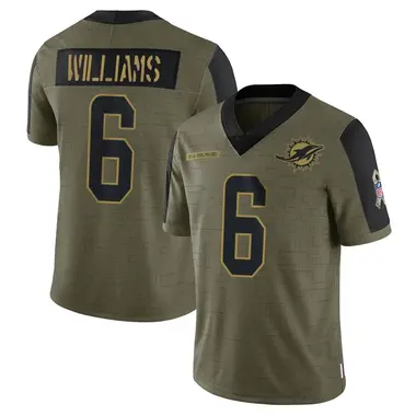 Men's Nike Miami Dolphins Trill Williams 2021 Salute To Service Jersey - Olive Limited