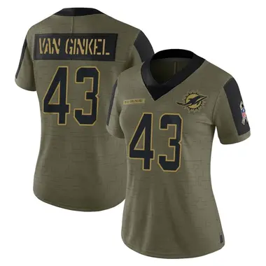 Women's Nike Miami Dolphins Andrew Van Ginkel 2021 Salute To Service Jersey - Olive Limited