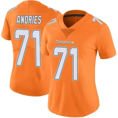 Women's Nike Miami Dolphins Blaise Andries Color Rush Jersey - Orange Limited