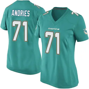 Women's Nike Miami Dolphins Blaise Andries Team Color Jersey - Aqua Game