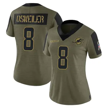 Women's Nike Miami Dolphins Brock Osweiler 2021 Salute To Service Jersey - Olive Limited
