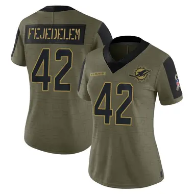 Women's Nike Miami Dolphins Clayton Fejedelem 2021 Salute To Service Jersey - Olive Limited