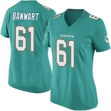 Women's Nike Miami Dolphins Cole Banwart Team Color Jersey - Aqua Game