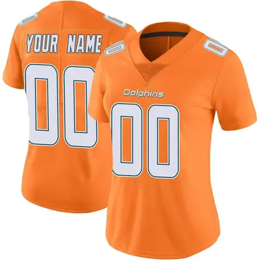 Women's Nike Miami Dolphins Custom Color Rush Jersey - Orange Limited