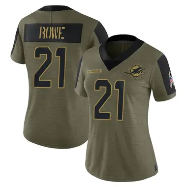 Women's Nike Miami Dolphins Eric Rowe 2021 Salute To Service Jersey - Olive Limited