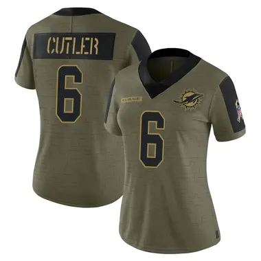 Women's Nike Miami Dolphins Jay Cutler 2021 Salute To Service Jersey - Olive Limited