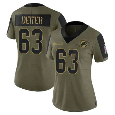Women's Nike Miami Dolphins Michael Deiter 2021 Salute To Service Jersey - Olive Limited