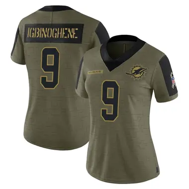 Women's Nike Miami Dolphins Noah Igbinoghene 2021 Salute To Service Jersey - Olive Limited