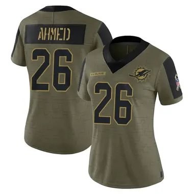 Women's Nike Miami Dolphins Salvon Ahmed 2021 Salute To Service Jersey - Olive Limited