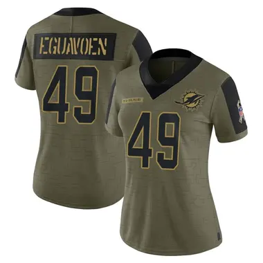 Women's Nike Miami Dolphins Sam Eguavoen 2021 Salute To Service Jersey - Olive Limited