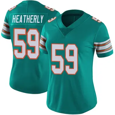 Women's Nike Miami Dolphins Tommy Heatherly Alternate Vapor Untouchable Jersey - Aqua Limited