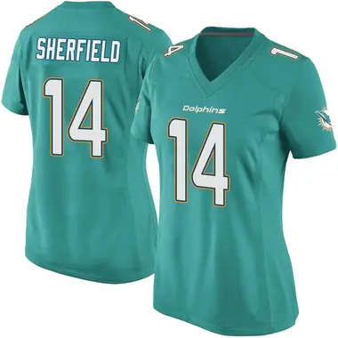 Women's Nike Miami Dolphins Trent Sherfield Team Color Jersey - Aqua Game