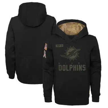 Youth Nike Miami Dolphins 2020 Salute to Service Pullover Performance Hoodie - Black