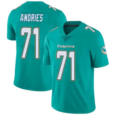 Youth Nike Miami Dolphins Blaise Andries Team Color Vapor Untouchable Jersey - Aqua Limited