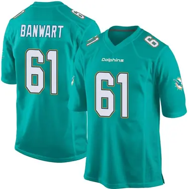 Youth Nike Miami Dolphins Cole Banwart Team Color Jersey - Aqua Game