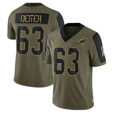 Youth Nike Miami Dolphins Michael Deiter 2021 Salute To Service Jersey - Olive Limited