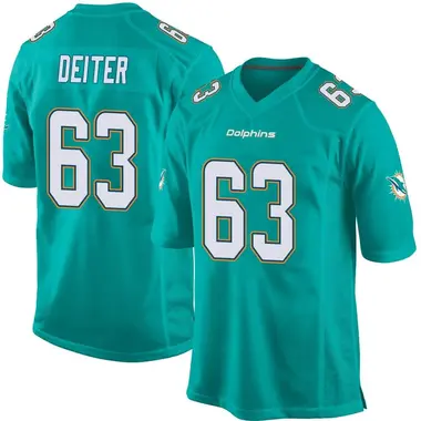 Youth Nike Miami Dolphins Michael Deiter Team Color Jersey - Aqua Game