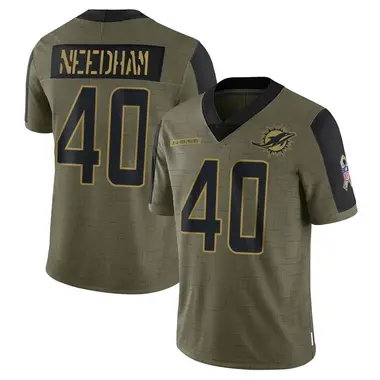 Youth Nike Miami Dolphins Nik Needham 2021 Salute To Service Jersey - Olive Limited