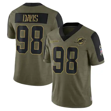 Youth Nike Miami Dolphins Raekwon Davis 2021 Salute To Service Jersey - Olive Limited