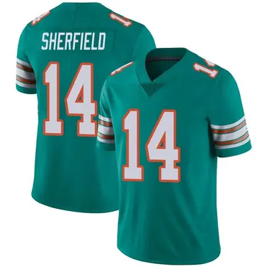 Youth Nike Miami Dolphins Trent Sherfield Alternate Vapor Untouchable Jersey - Aqua Limited