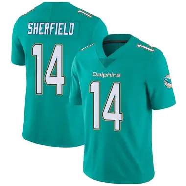 Youth Nike Miami Dolphins Trent Sherfield Team Color Vapor Untouchable Jersey - Aqua Limited