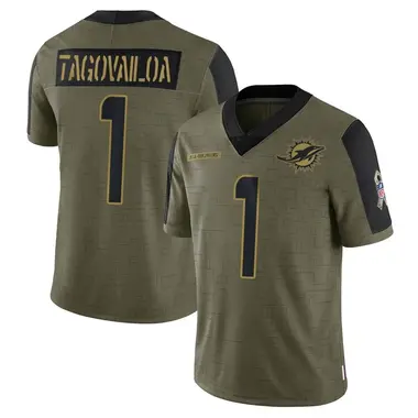 Youth Nike Miami Dolphins Tua Tagovailoa 2021 Salute To Service Jersey - Olive Limited